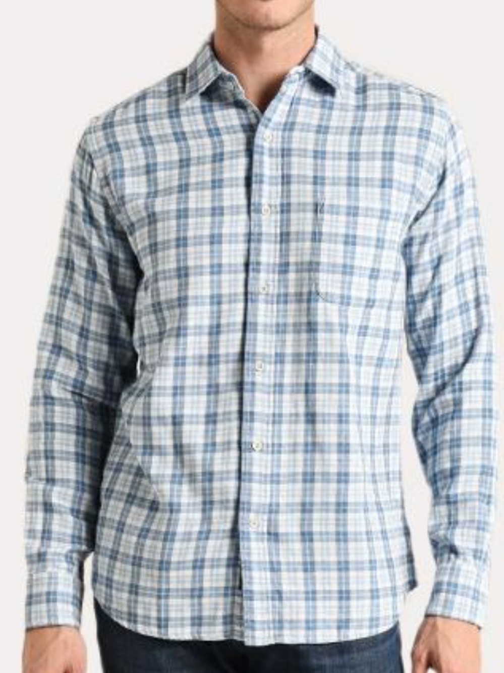 Faherty Men's Ventura button-down shirt. Size XL. Blue and White Plaid. Cotton